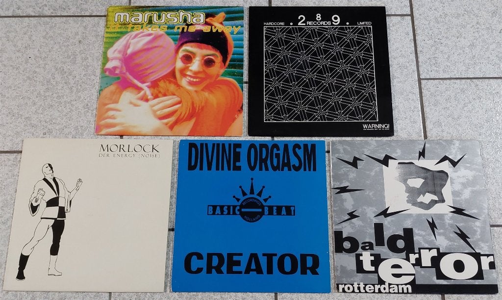 Partij 5 Maxisingles Hardcore Jaren 90, Cd's en Dvd's, Vinyl | Dance en House, Gebruikt, Hardcore, Ophalen of Verzenden, 12 inch