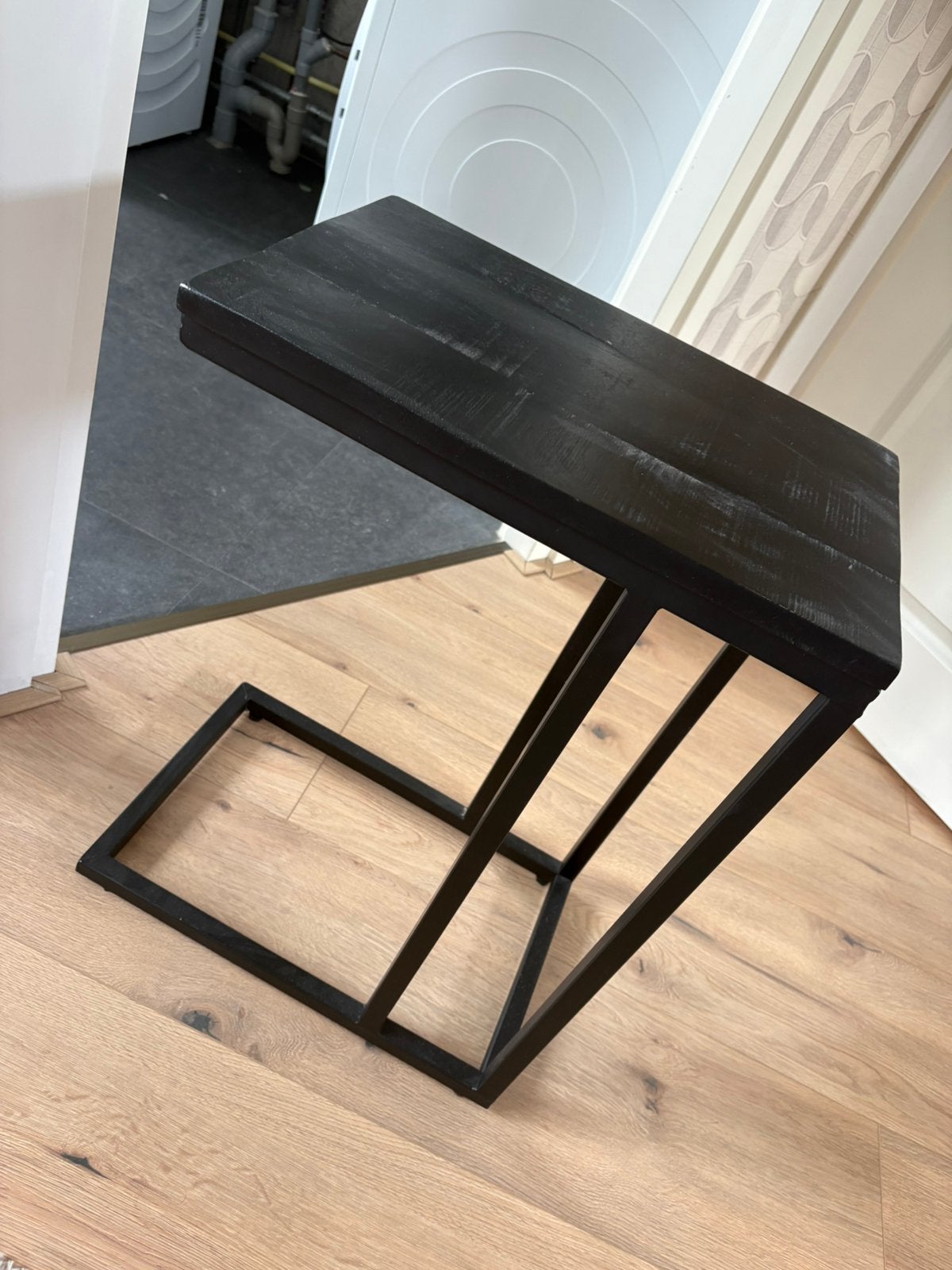 Mangohouten bijzettafel, Huis en Inrichting, Tafels | Bijzettafels, Ophalen, Zo goed als nieuw, Rond, Minder dan 55 cm