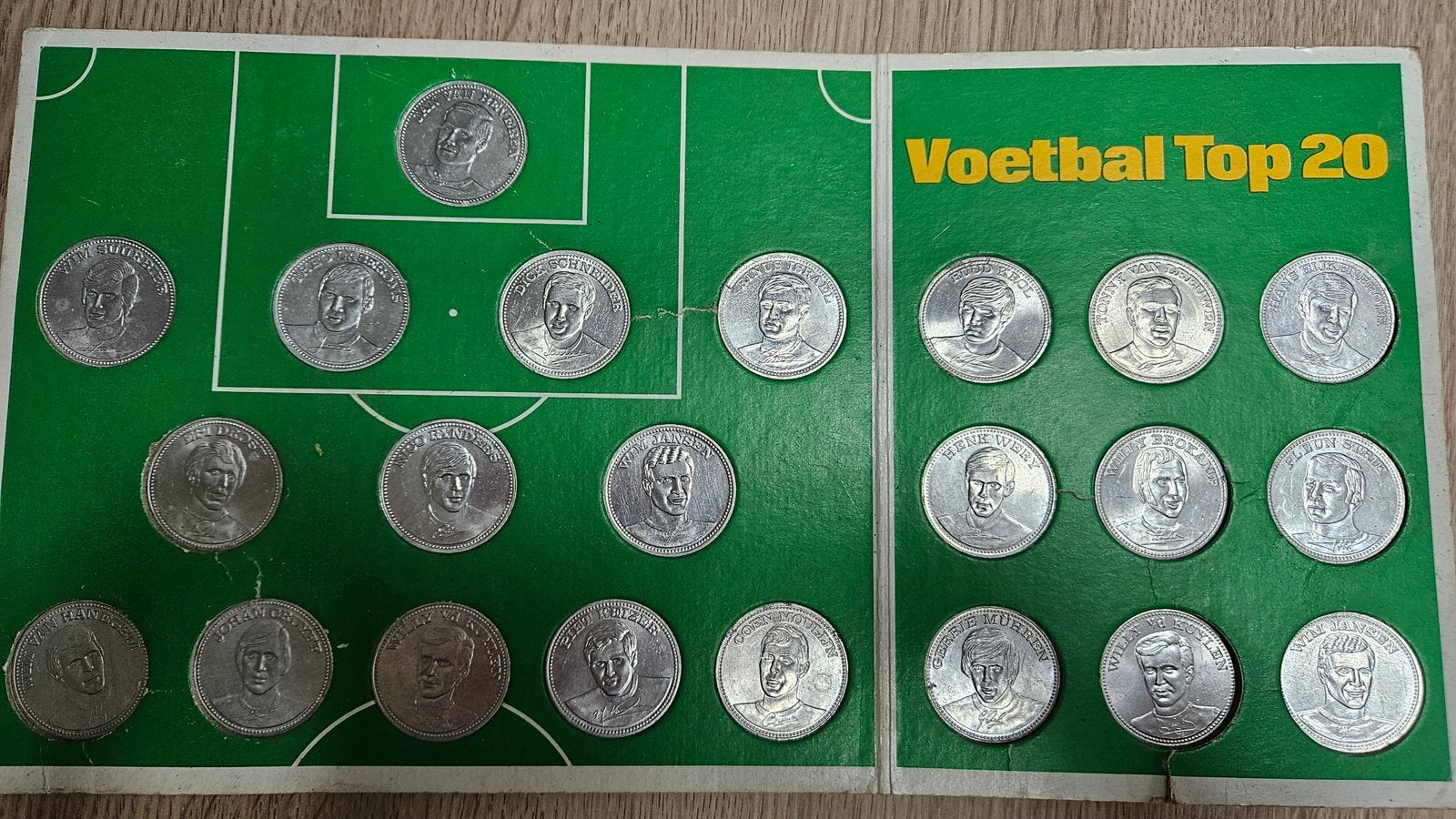 Voetbal Top 20 verzameling penningen Shell 1970, Ophalen of Verzenden