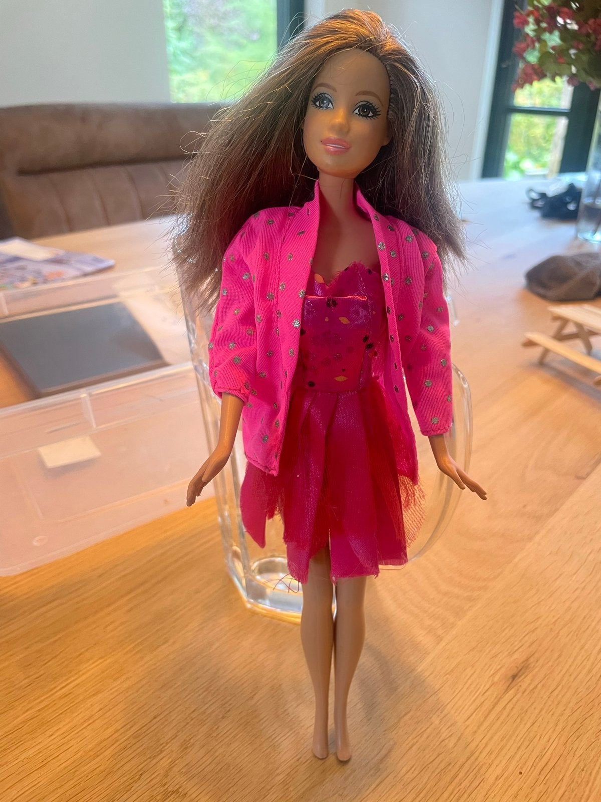 Barbie pop met roze jurk en jasje - Mattel 1999, Ophalen of Verzenden, Gebruikt, Barbie