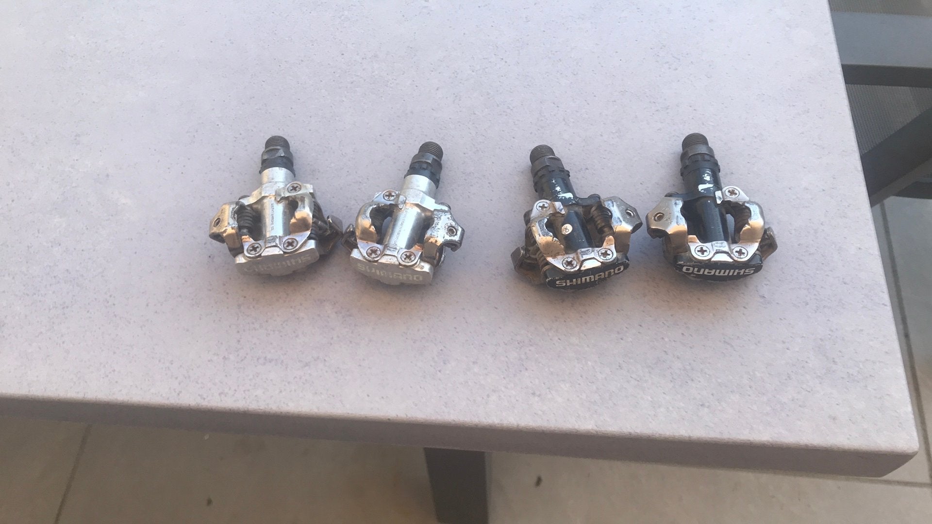Shimano SPD pedalen M520, Ophalen, Gebruikt, Crankstel of Pedalen, Aluminium