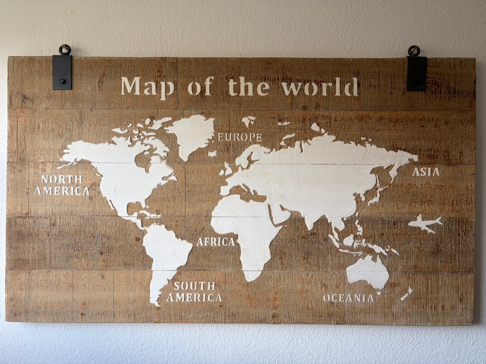 Wanddecoratie Map Of The World, Huis en Inrichting, Ophalen, Zo goed als nieuw, Schilderij