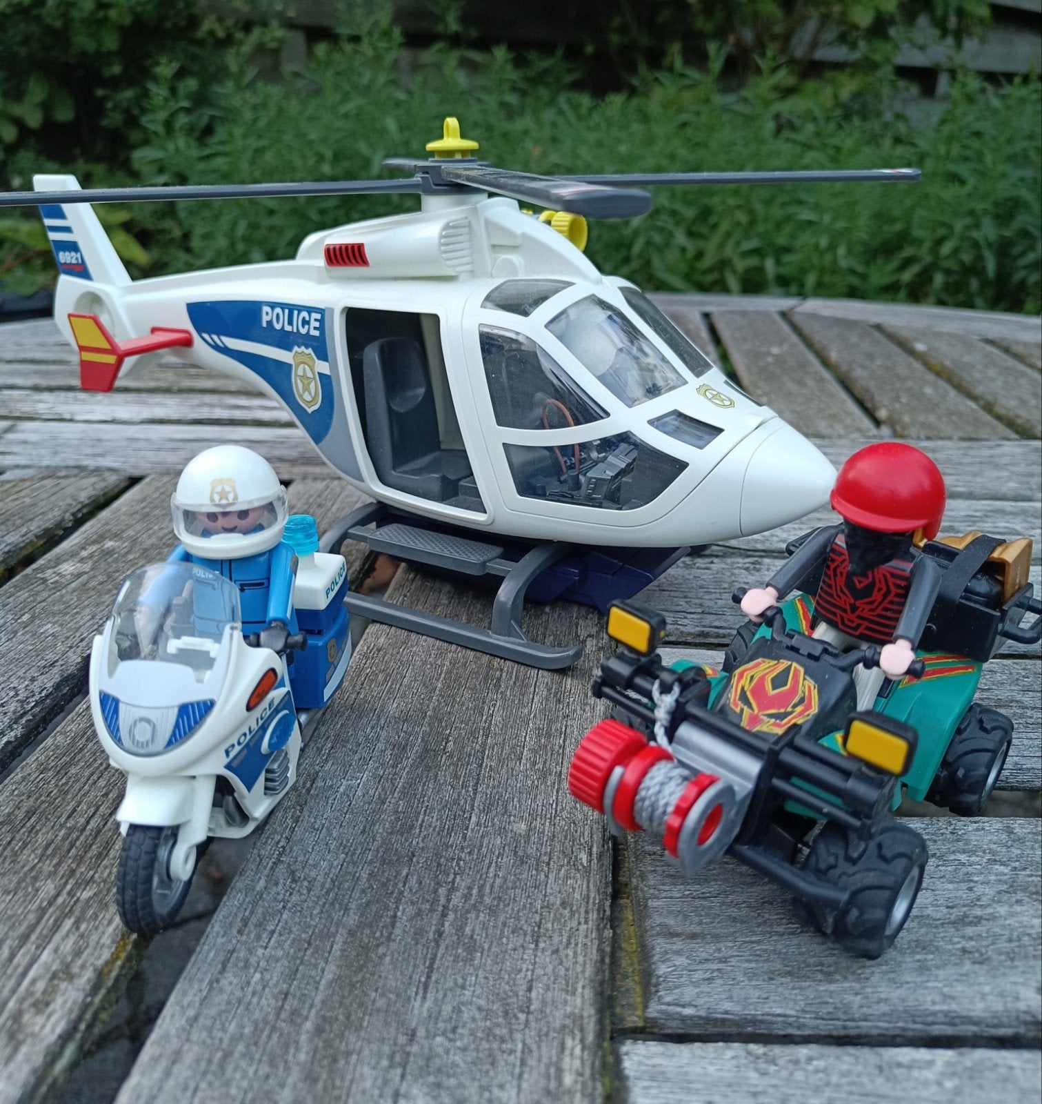 Playmobil Politieset: Helikopter, motor & quad, Ophalen, Gebruikt, Complete set, Voertuig
