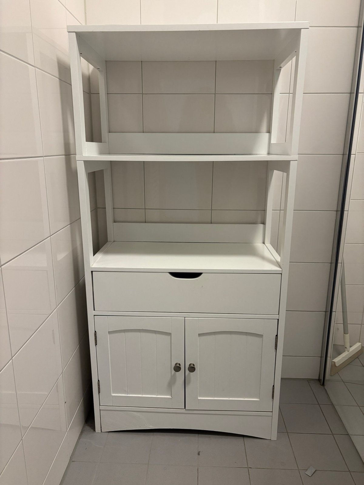 Witte badkamerkast met lades en planken, Ophalen, Gebruikt
