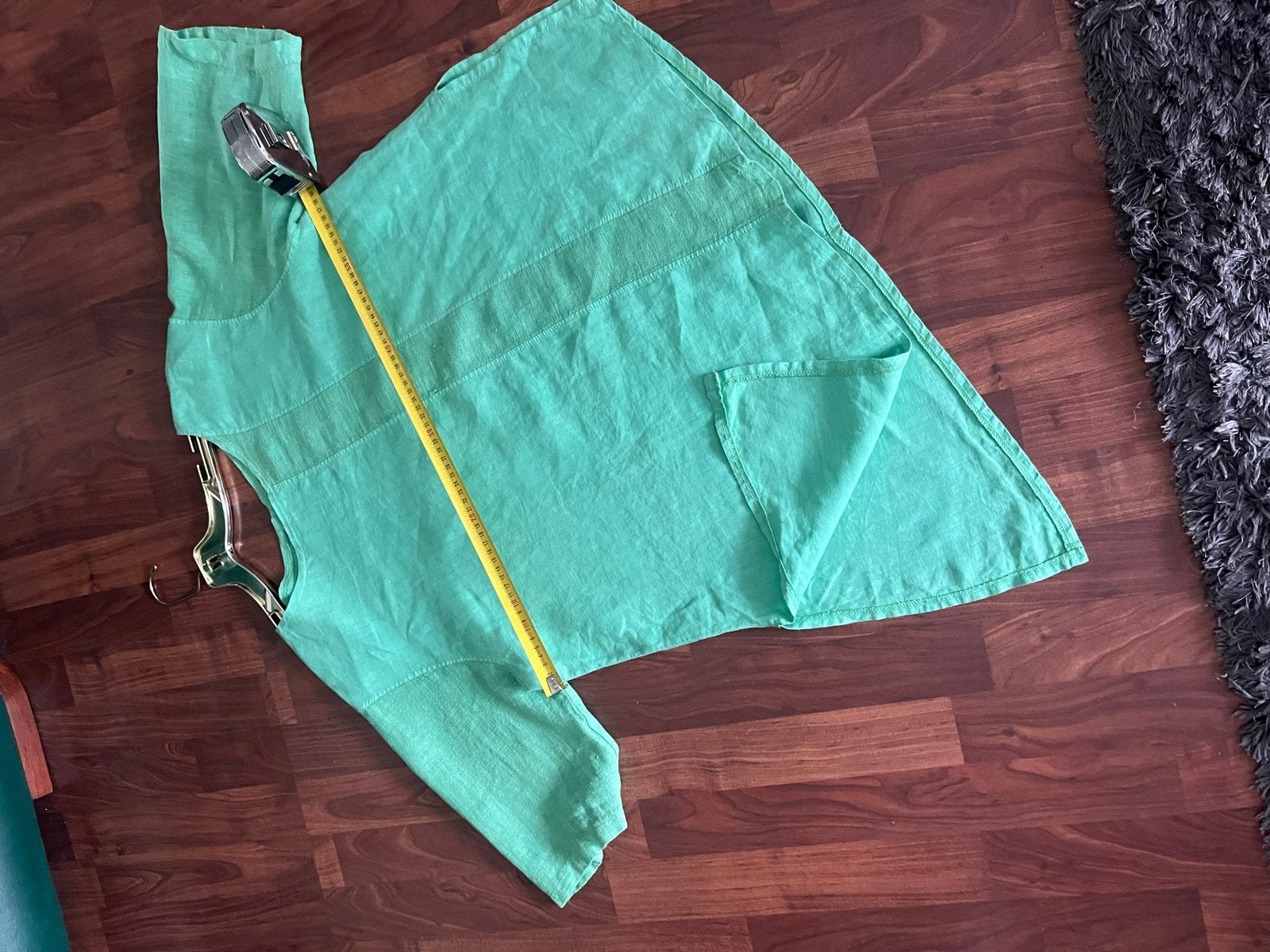MANGUUN Linnen Blouse - Maat XL - mintgroen, Maat 42/44 (L), Ophalen of Verzenden, Zo goed als nieuw, Korte mouw