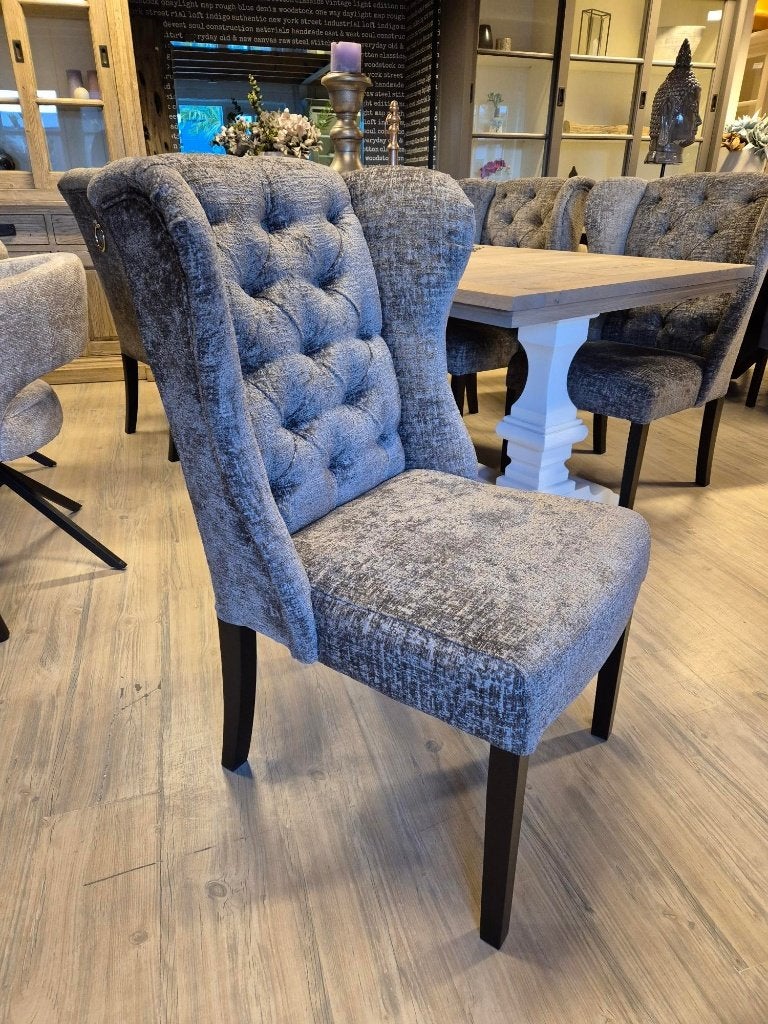 VOORRAAD 6 Landelijke Eetkamerstoelen Daisy Stof Stone (3), Overige kleuren, Nieuw, Stof, Vijf, Zes of meer stoelen