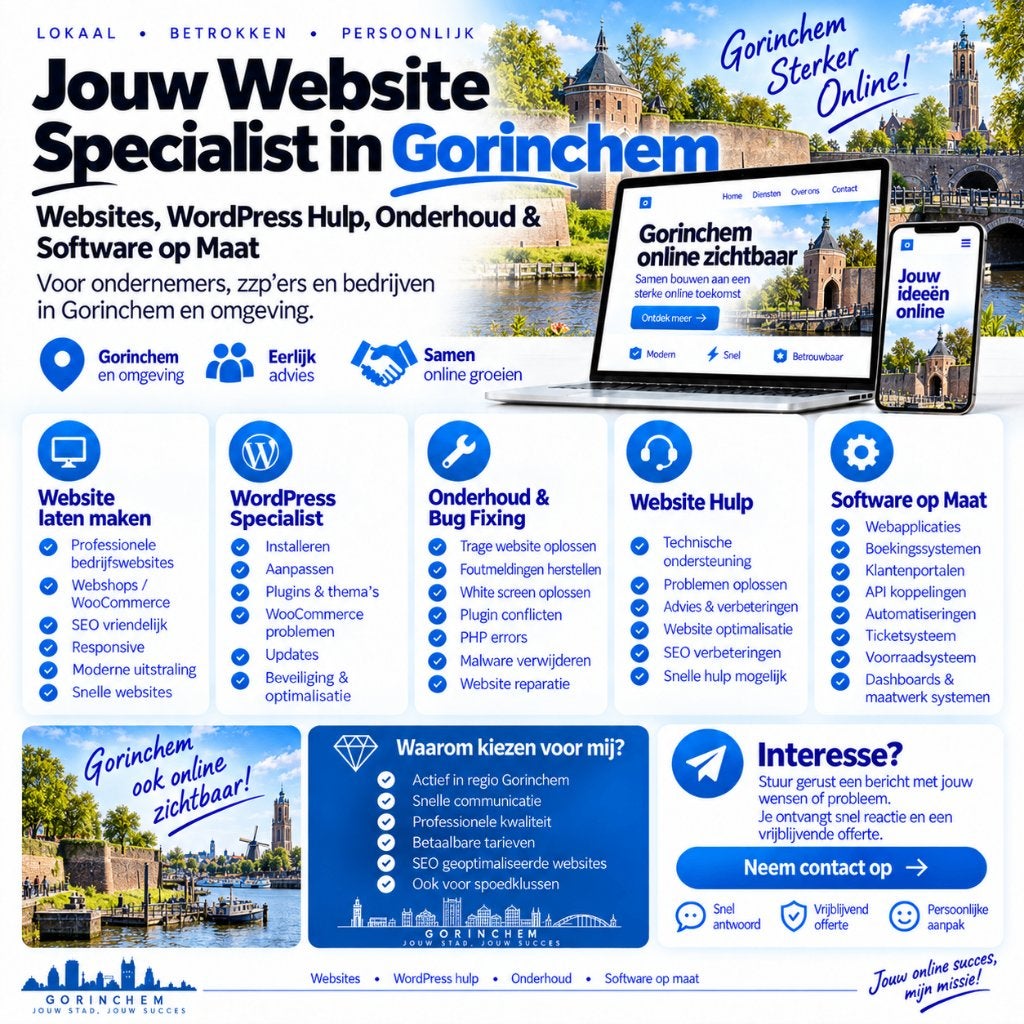 Website Laten Maken & WordPress Hulp Gorinchem, Vacatures, Vanaf 3 jaar, Geschikt als bijbaan, Freelance of Uitzendbasis, 33 - 40 uur