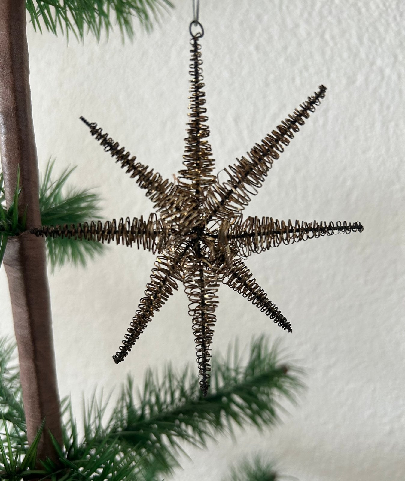 Oude kerstbal, handgemaakte kerstster, Ophalen of Verzenden, Gebruikt
