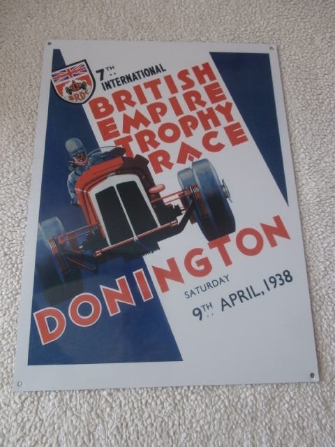 Wandbord Auto British Empire Trophy Race Donington, Metaal, Verzenden, Zo goed als nieuw, Reclamebord