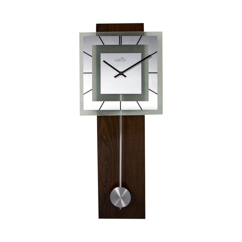 NeXtime 3144 Retro Pendulum Square wandklok nieuw, Radiogestuurd, Wandklok, Analoog, Nieuw