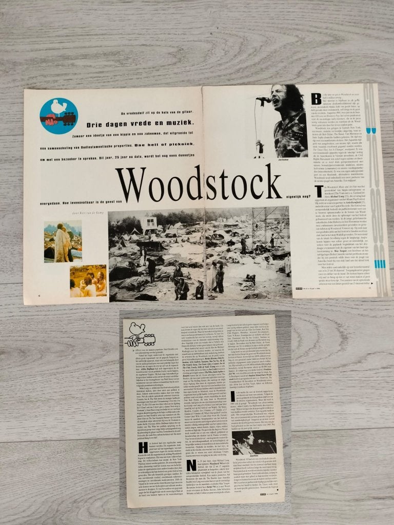 Woodstock festival 3-pagina’s artikel OOR tijdschrift 1994, Verzenden, Gebruikt, Boek, Tijdschrift of Artikel