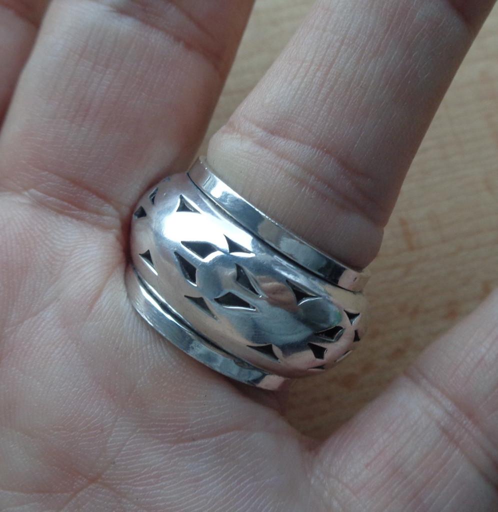 zilveren spinning stress ring [564], Sieraden, Tassen en Uiterlijk, Ringen, 18 tot 19, Ophalen of Verzenden, Zo goed als nieuw