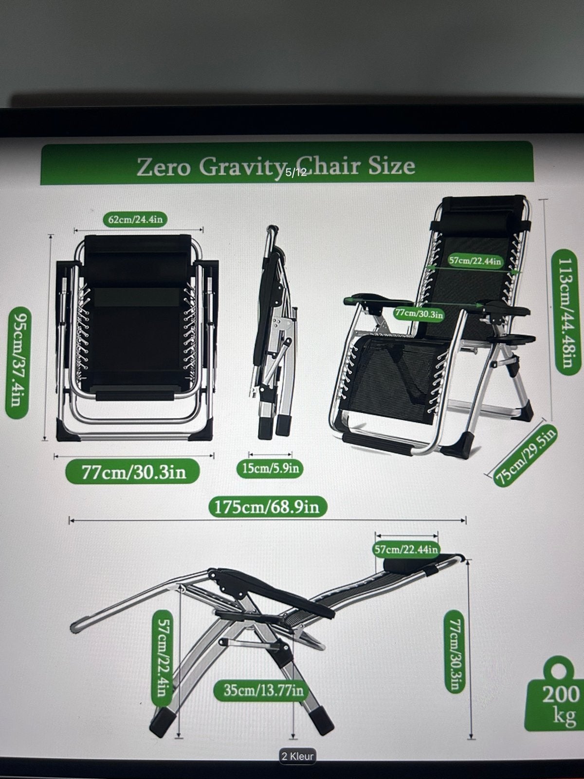 Zero Gravity Tuinstoelen - Zwart, Verstelbaar & Inklapbaar, Ophalen, Zo goed als nieuw, Metaal, Inklapbaar