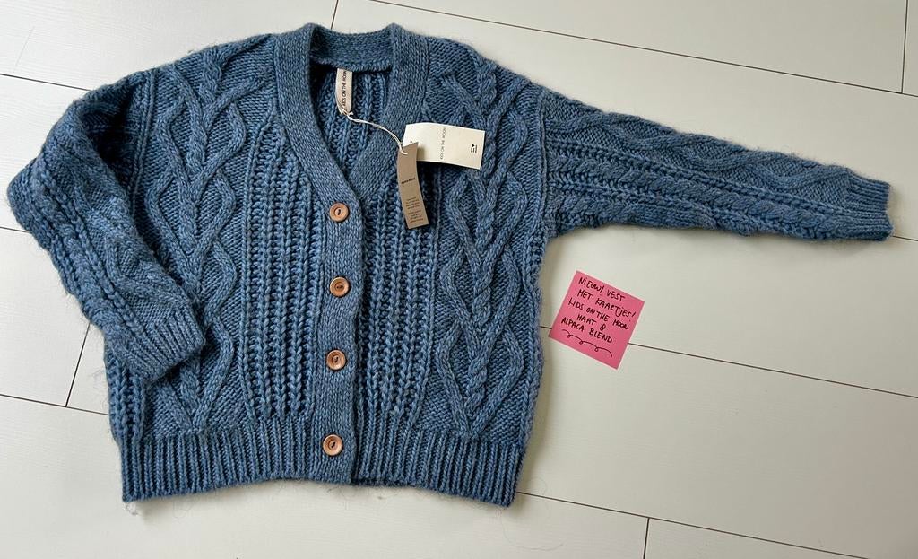 Nieuw met kaartjes prachtig alpaca blend vest rond maat 134, Ophalen of Verzenden, Nieuw, Meisje, Trui of Vest