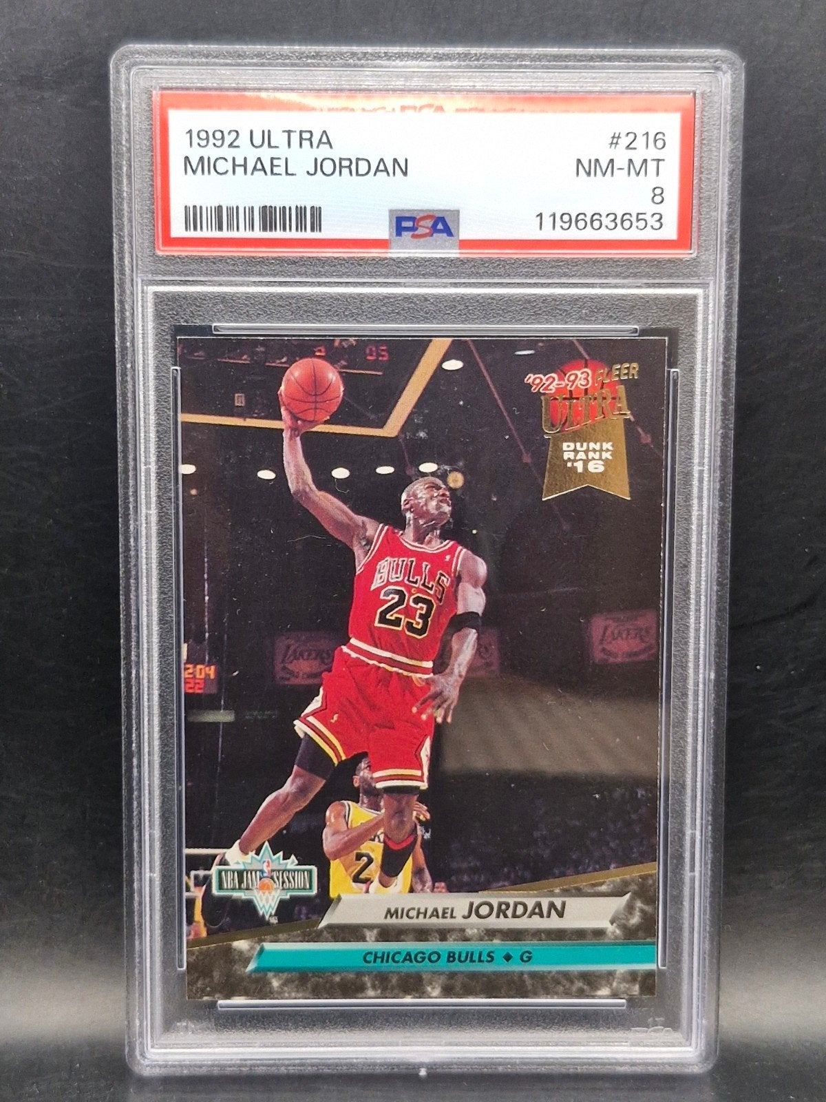 Michael Jordan 1992 ultra NBA bulls #216 PSA 8, Verzenden, Zo goed als nieuw, Losse kaart