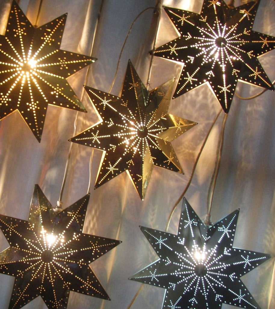 Vintage metaal geperforeerde kerstster met verlichting, Ophalen of Verzenden, Gebruikt