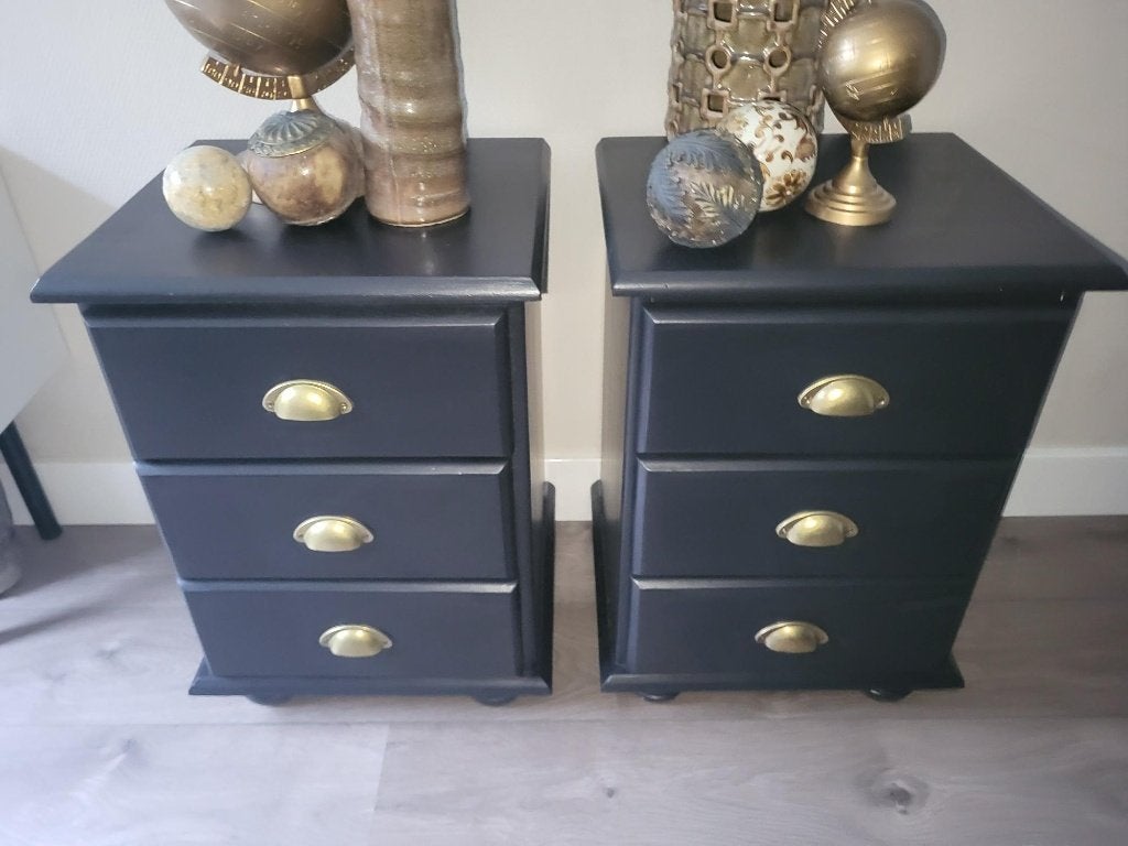 2 super mooie nachtkastjes ladekastjes donker grijs, Ophalen, Minder dan 45 cm, Nieuw, 55 tot 70 cm