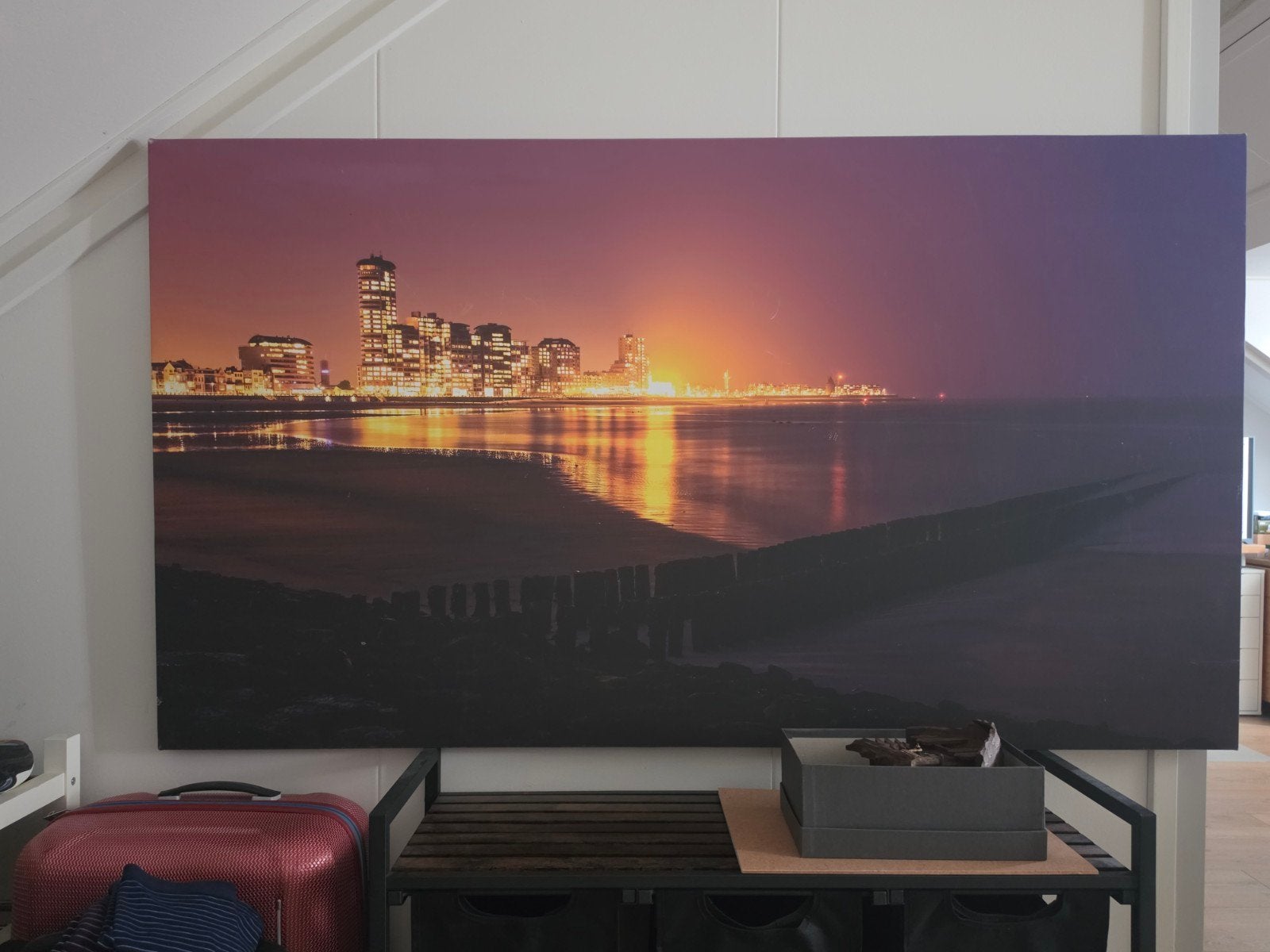 Grote wanddecoratie: Verlicht Vlissingen aan zee bij nacht, Huis en Inrichting, Woonaccessoires | Schilderijen, Tekeningen en Foto's
