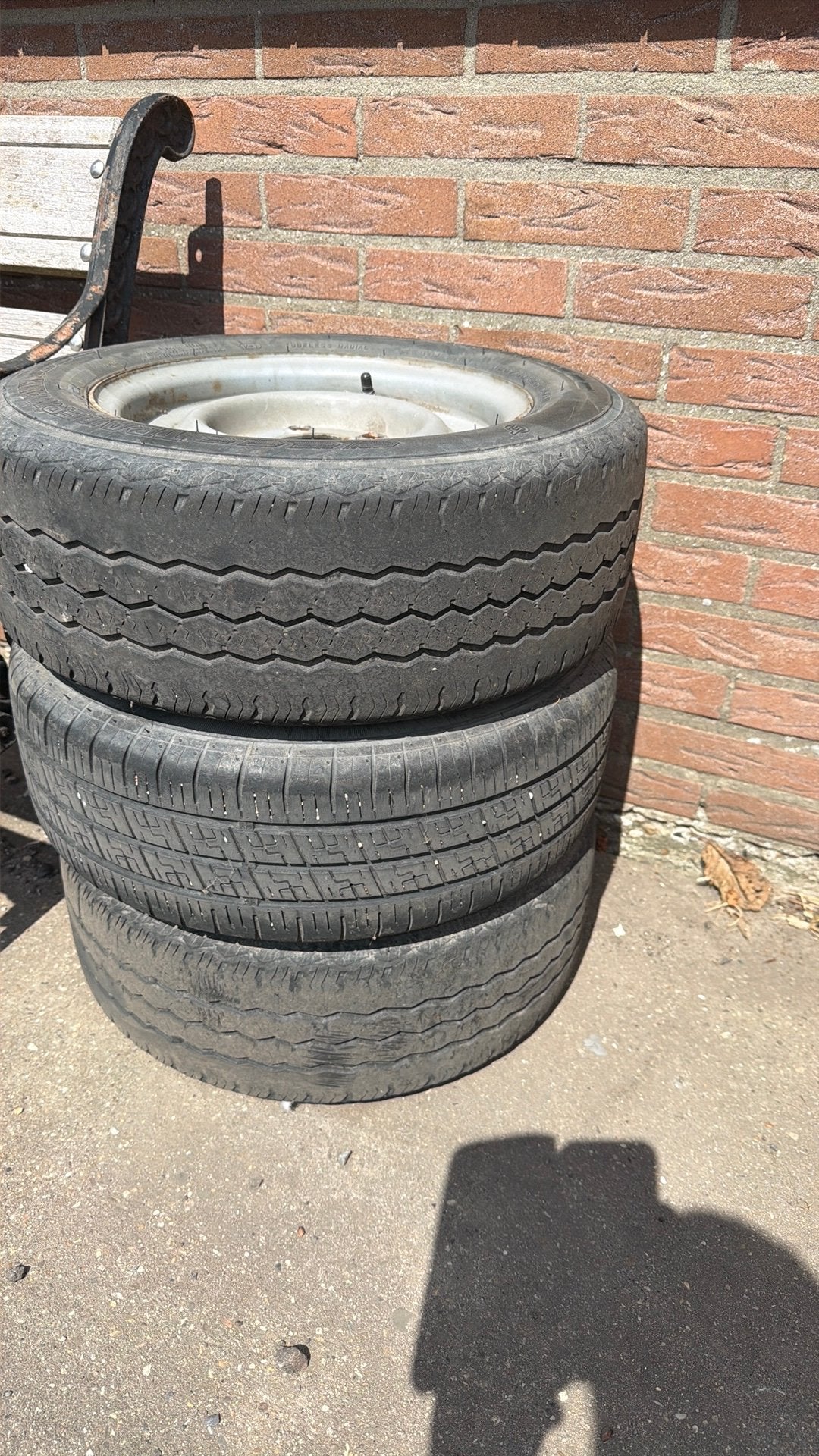 3 aanhangerbanden met velg 185/60 r12, Ophalen, Gebruikt, ., .