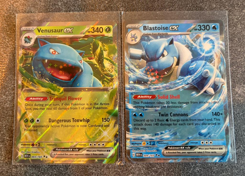 Venusaur Ex & Blastoise Ex Pokémon Mew 151, Ophalen of Verzenden, Zo goed als nieuw