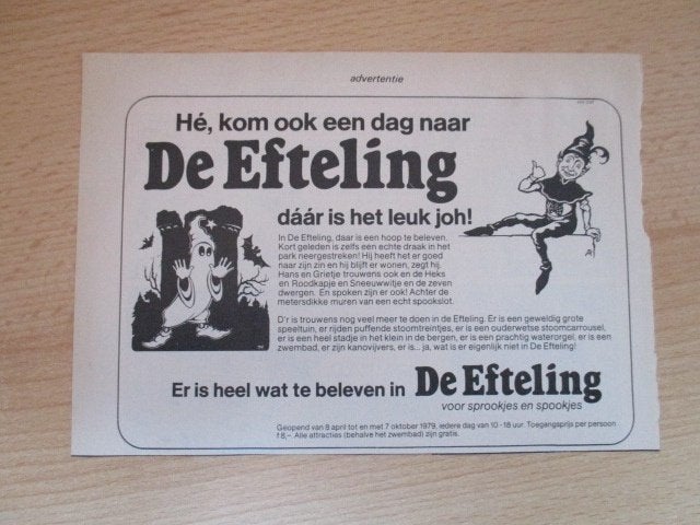 Oude Efteling advertenties uit de Donald Duck, Ophalen of Verzenden, Gebruikt, Beeldje of Poppetje