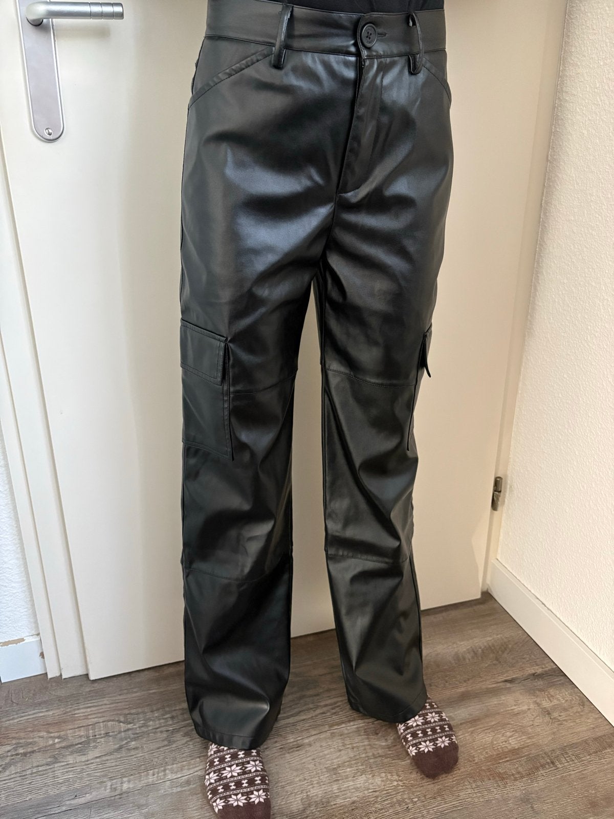 Vingino imitatieleer high waist straight fit broek Sade, Ophalen of Verzenden, Zo goed als nieuw, Meisje, Broek