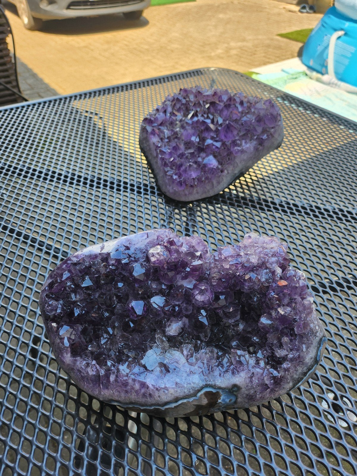 Prachtige Amethist Geode - Natuurlijke Kristal Decoratie, Ophalen of Verzenden, Zo goed als nieuw