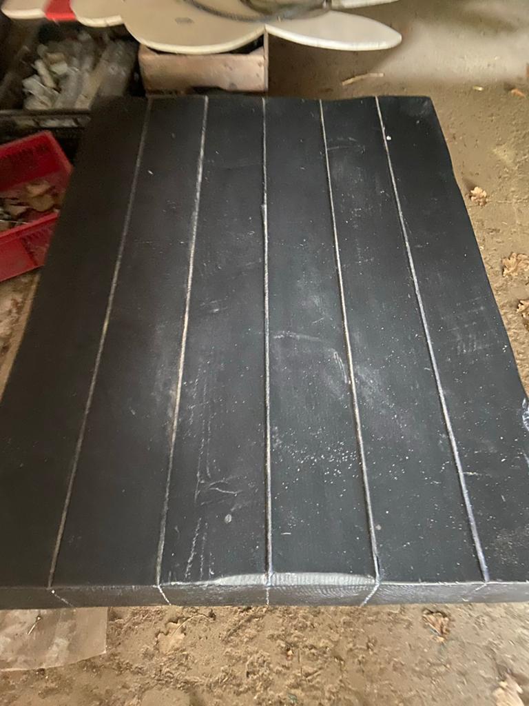 Zwart houten salontafel robuust 90 x 120 cm, Huis en Inrichting, Tafels | Salontafels, Gebruikt, Eikenhout, Ophalen of Verzenden
