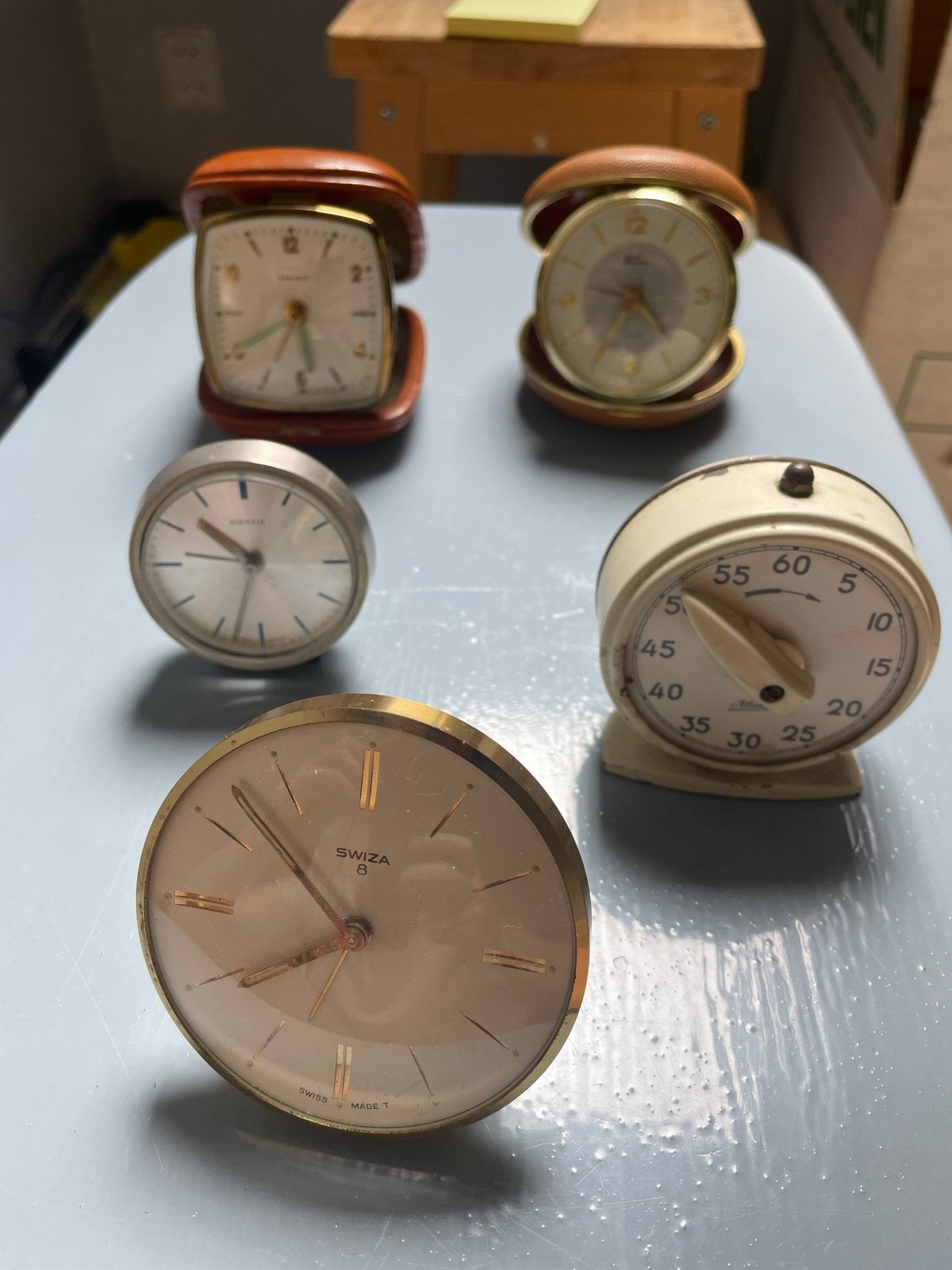 Vintage wekkers en reiswekkers - set van 5, Ophalen of Verzenden