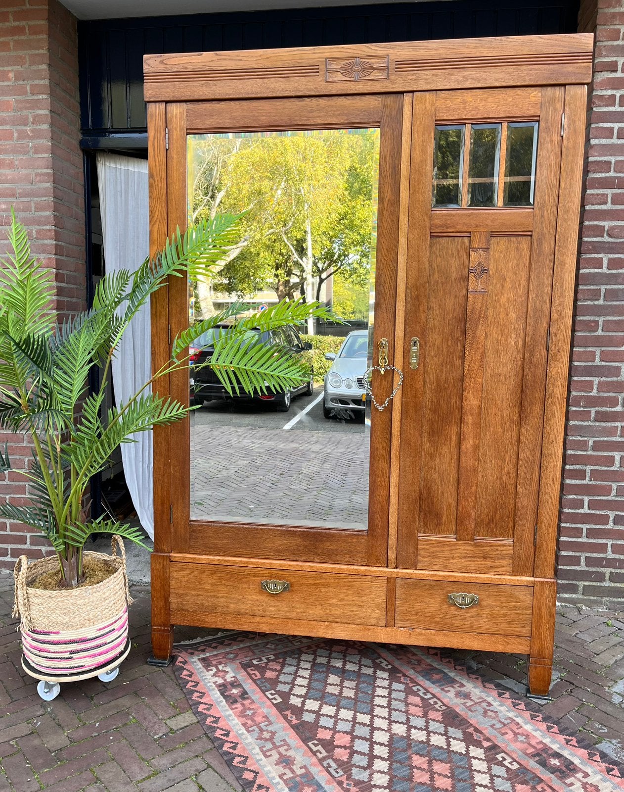 Mooie antieke eiken kledingkast, 100 tot 150 cm, Ophalen of Verzenden, Zo goed als nieuw, 150 tot 200 cm