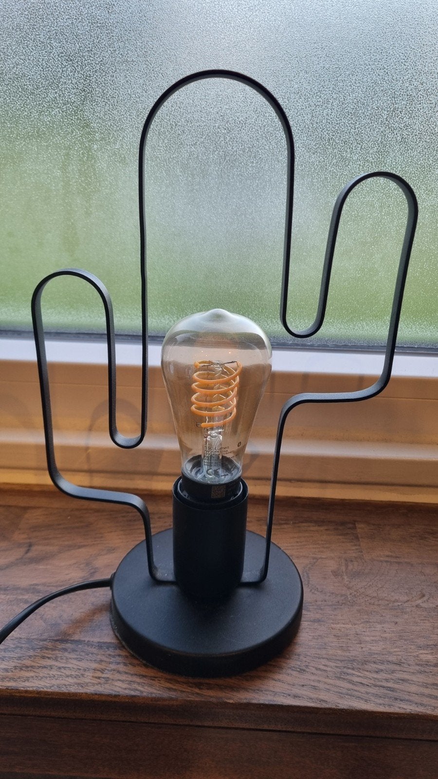 Cactus tafellamp met Edison gloeilamp, Ophalen of Verzenden, Zo goed als nieuw, Metaal