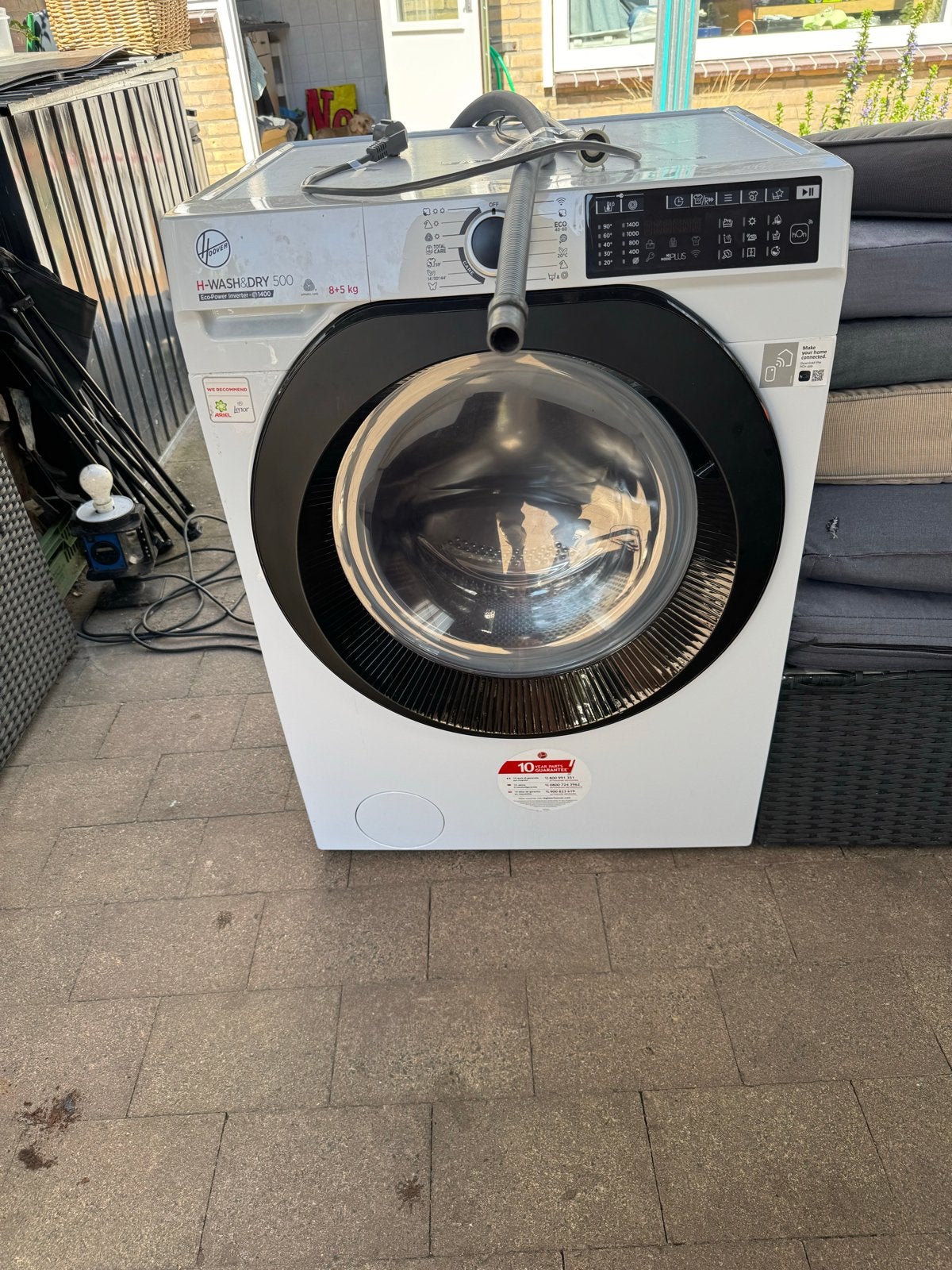 Hoover H-WASH&DRY 500 Wasmachine/Droger 8+5kg, Witgoed en Apparatuur, Wasmachines, Ophalen, 1200 tot 1600 toeren, Gebruikt, 8 tot 10 kg