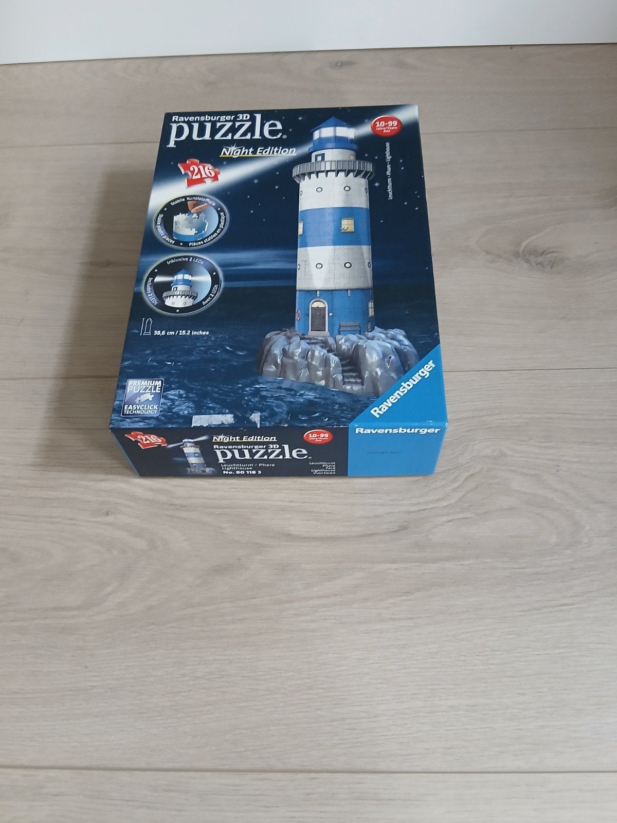 Ravensburger 3D Puzzle Vuurtoren Night Edition met LED, Ophalen of Verzenden, Meer dan 50 stukjes, Zo goed als nieuw, 6 jaar of ouder