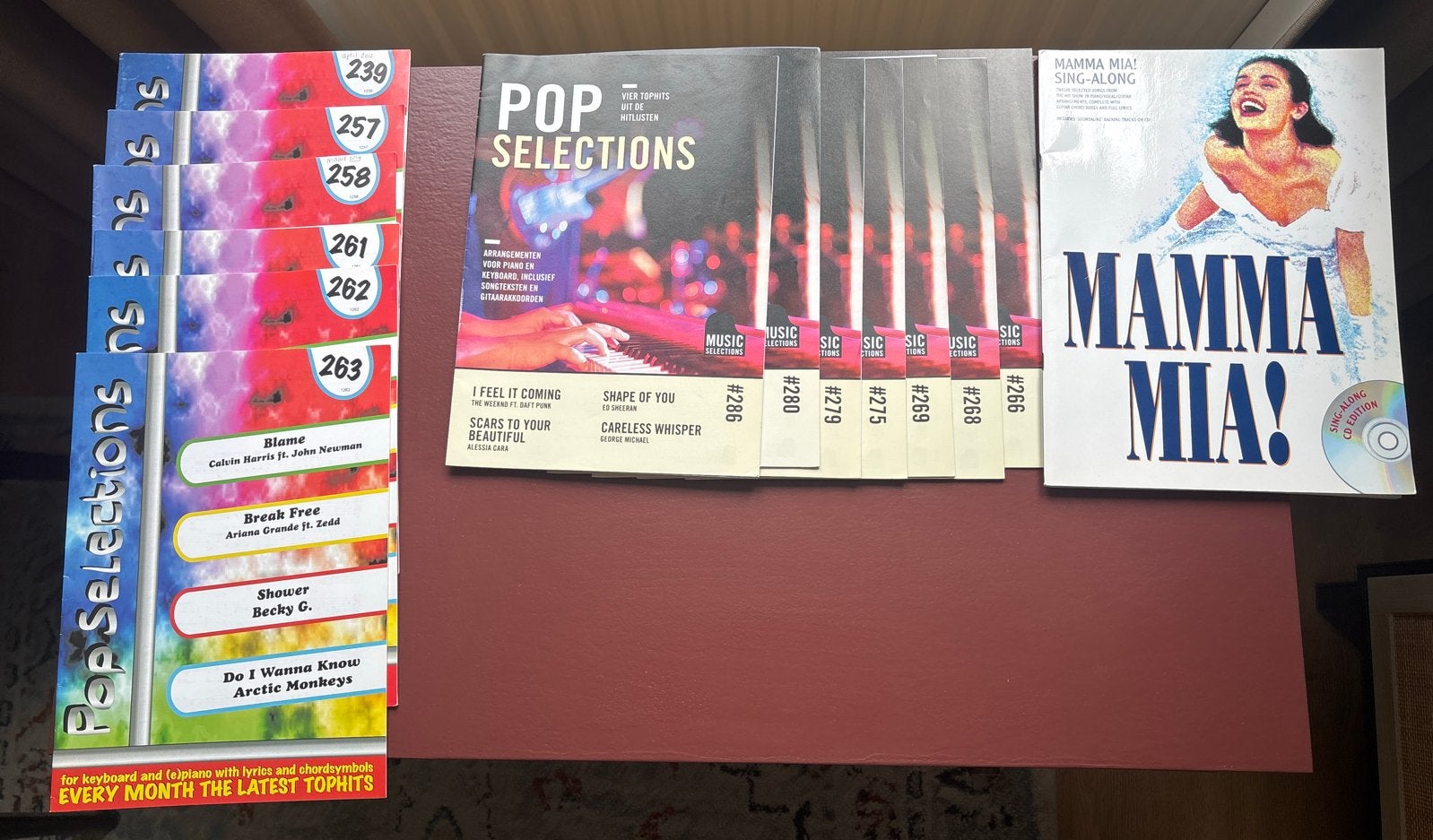 Diverse pianomuziek: Pop Selections en Mamma Mia, Muziek en Instrumenten, Bladmuziek, Ophalen, Gebruikt, Thema, Piano