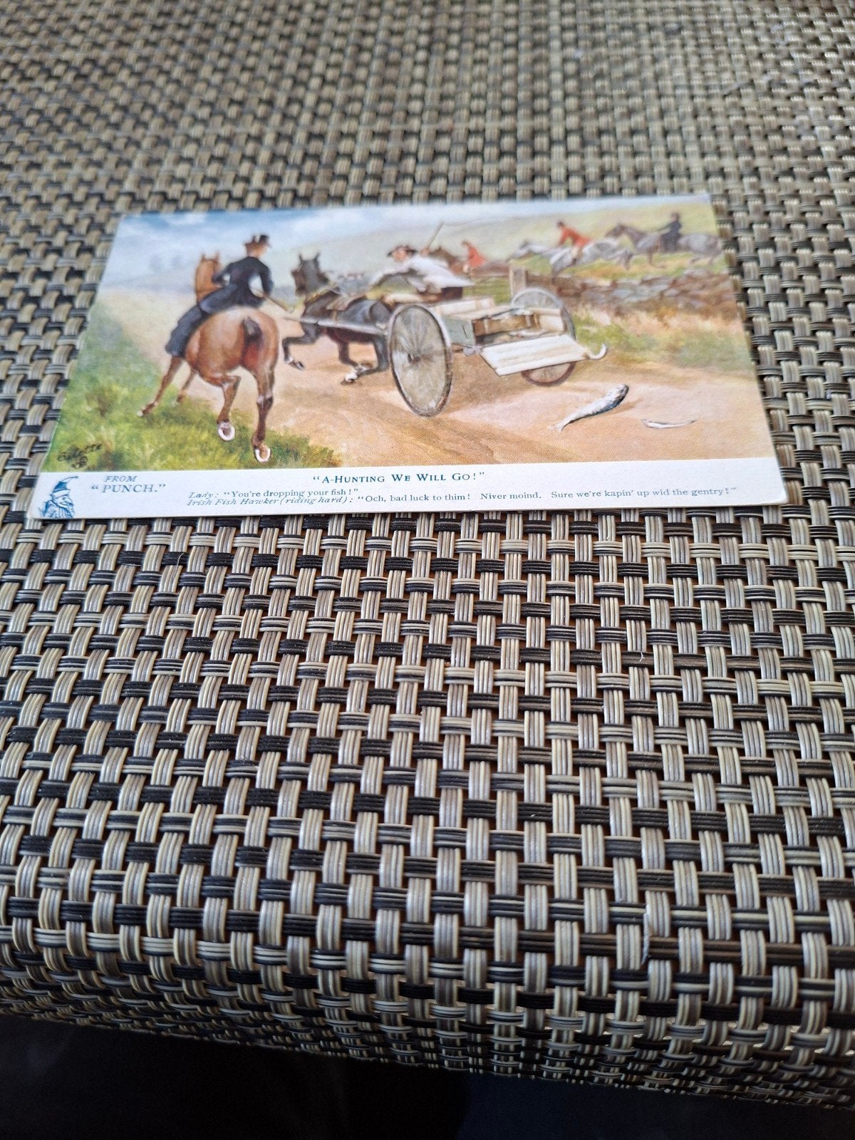 Antieke Tuck's Post Card: Jachttafereel met paarden en kar, Ophalen of Verzenden, 1920 tot 1940, Ongelopen, Engeland