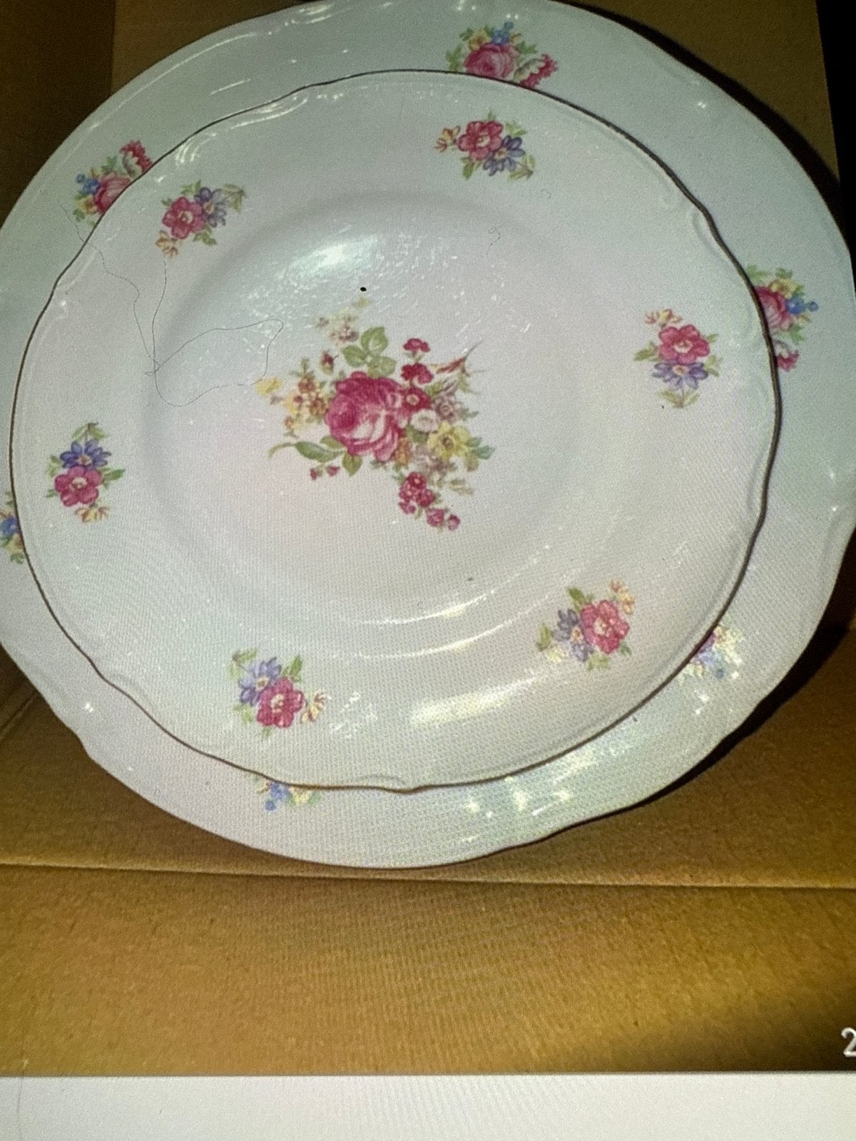 Vintage borden met bloemmotief - 35 stuks, Antiek en Kunst, Antiek | Servies los, Ophalen
