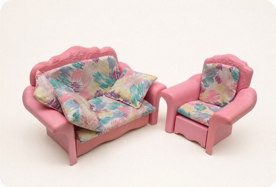 Barbie woonkamer set meubels lounge, Ophalen of Verzenden, Zo goed als nieuw, Barbie