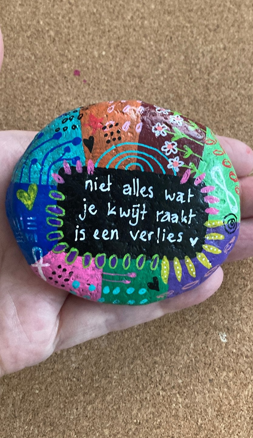 Geschilderde steen met tekst, Ophalen of Verzenden, Nieuw, Acrylverf