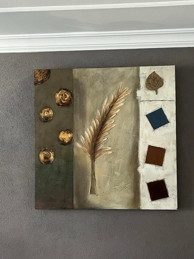 Modern abstract schilderij met natuurlijke elementen, Ophalen