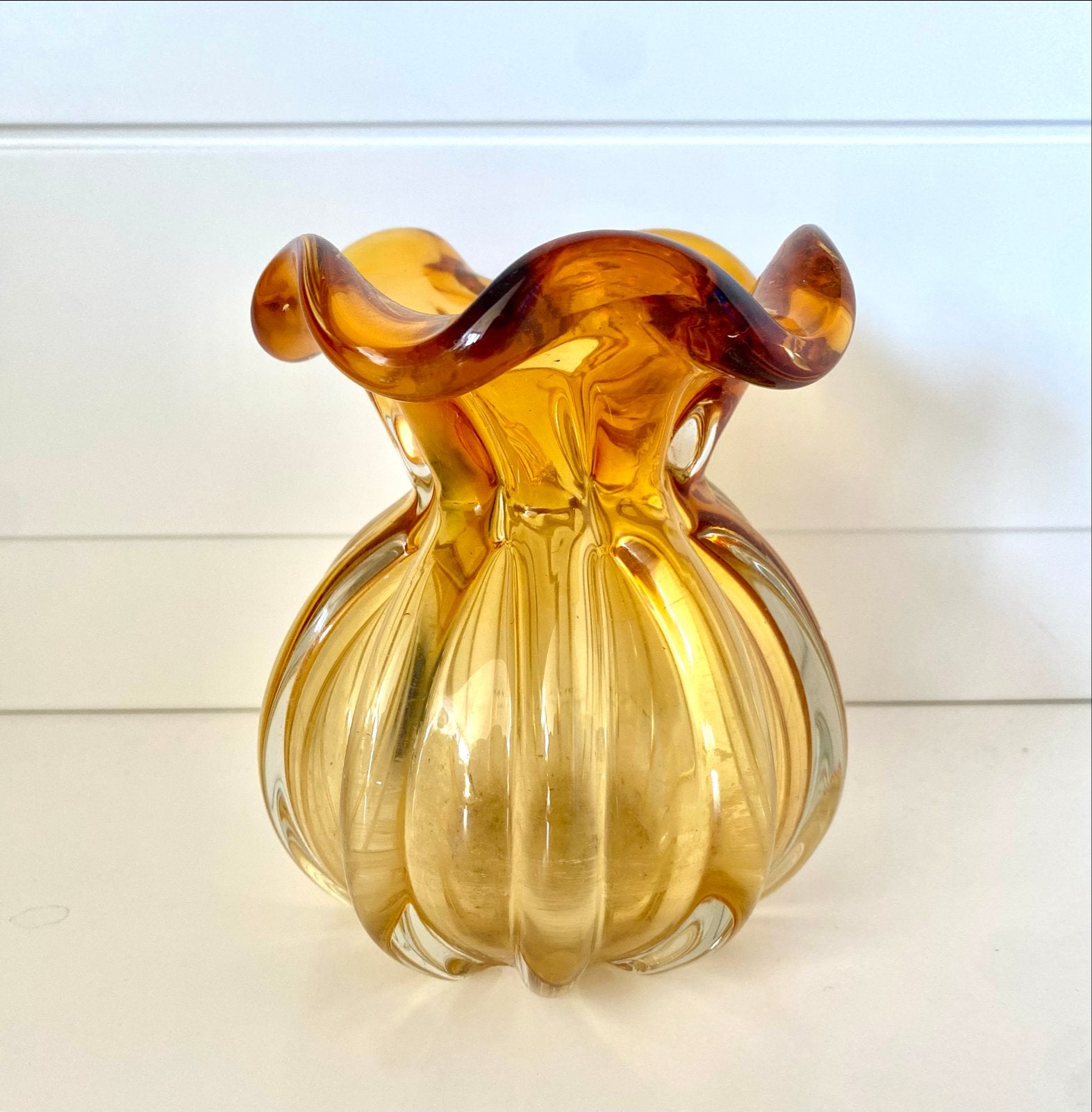 Nordal Denmark Amberkleurige Glazen Vaas, Ophalen of Verzenden