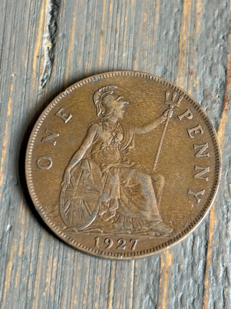 1 Penny 1927 Engeland, Postzegels en Munten, Ophalen of Verzenden, Overige landen, Losse munt