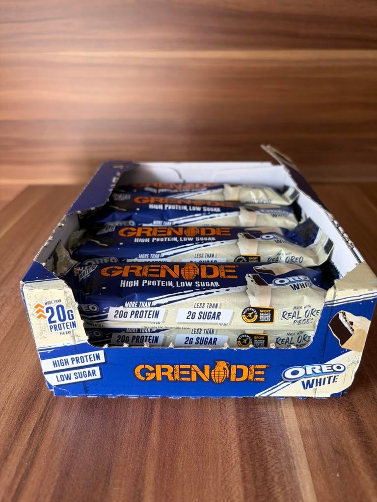 Grenade Protein Bar Oreo White Doosje (12 stuks), Ophalen of Verzenden, Nieuw, Overige typen