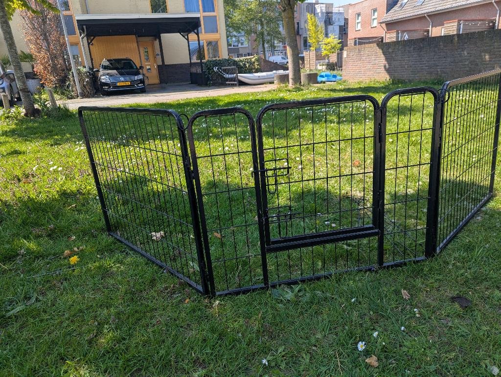 Puppyren, hondenren 8 panelen met deur – 60 cm hoog, Ophalen, Minder dan 65 cm, Hondenhok, 110 cm of meer