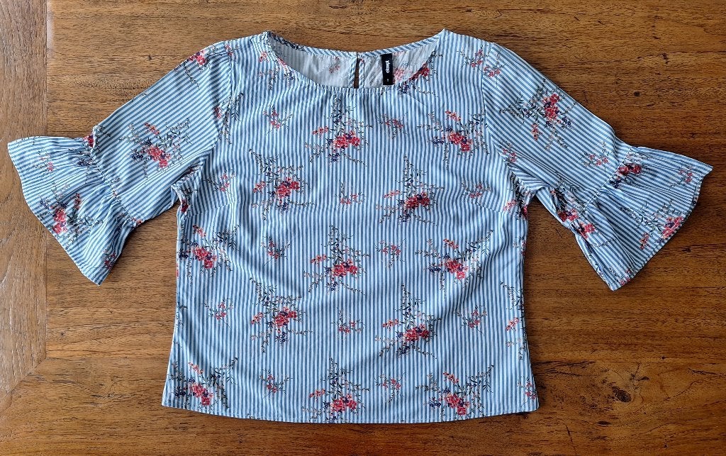 Eksept, blouse met driekwart mouwen., Blauw, Ophalen of Verzenden, Zo goed als nieuw, Eksept