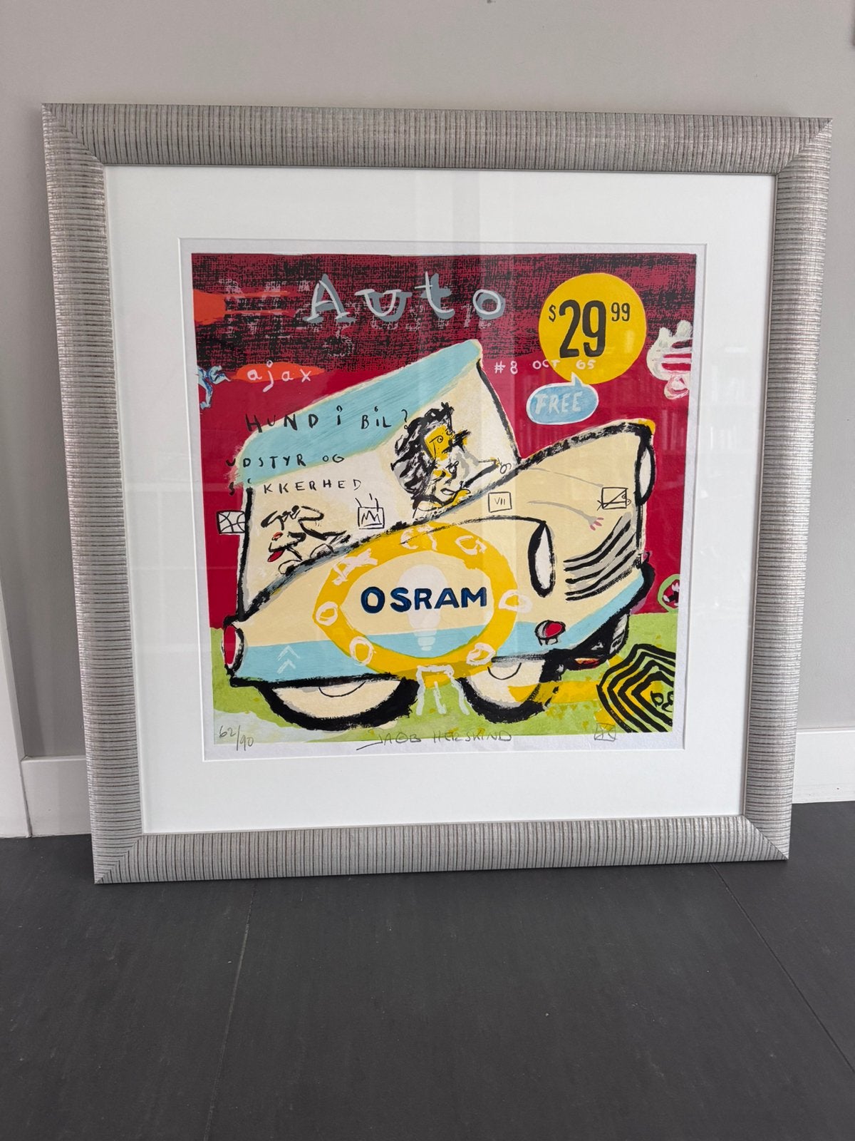 Schilderij Jacob Herskind “Osram”, Zeefdruk, Met glas, Abstract, Ophalen