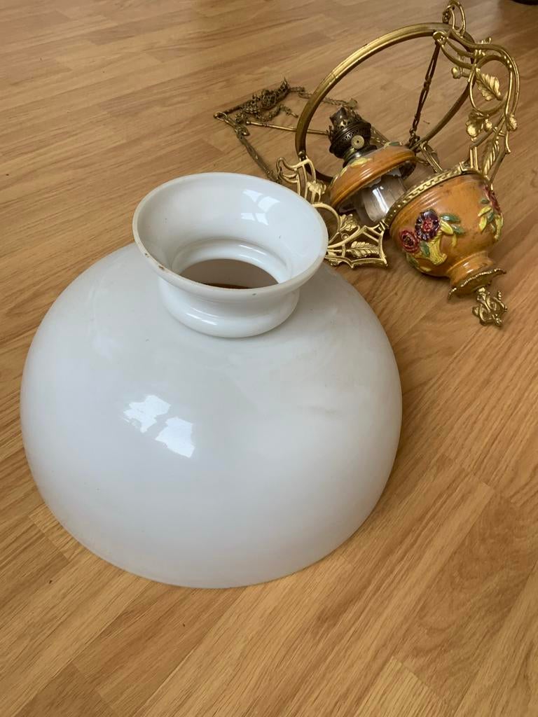 Olie hanglamp, Antiek en Kunst, Ophalen of Verzenden