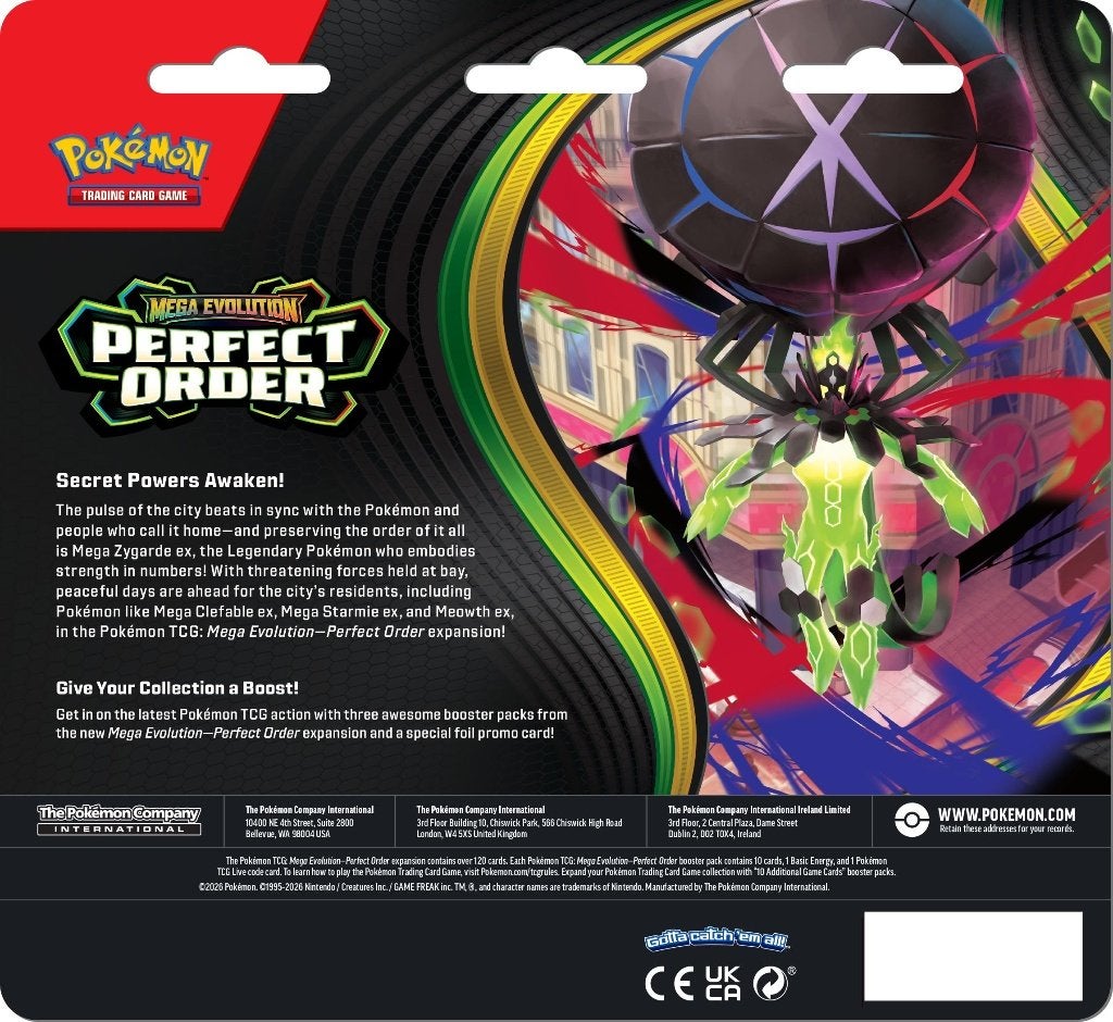 Pokémon Perfect Order 3-Pack Blister Chikorita, Ophalen of Verzenden, Nieuw, Booster, Foil