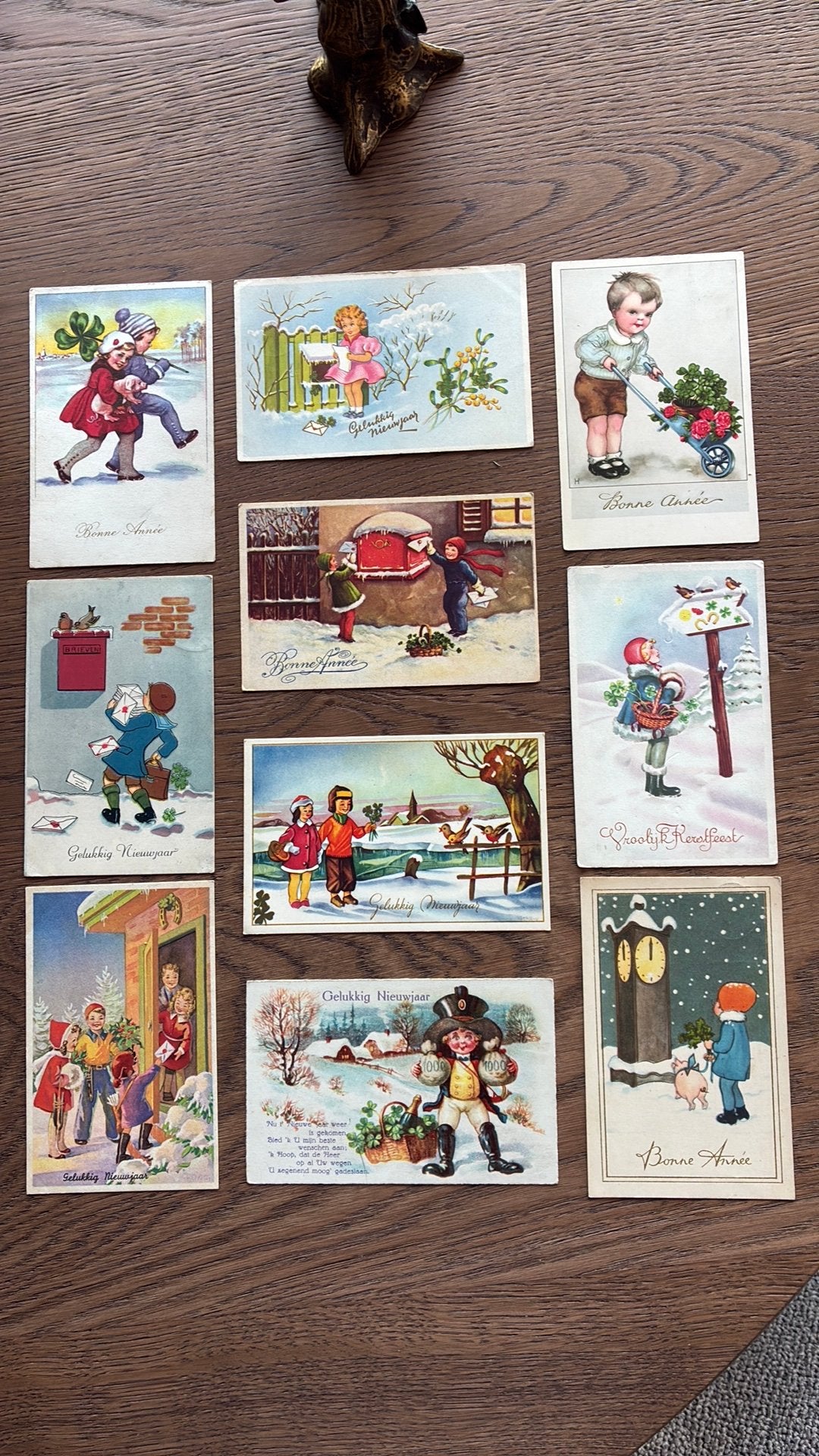 Nieuwjaar. 10 kaarten. Kinderen,klok,varken,klaver,brieven, Ophalen of Verzenden, Kinderen