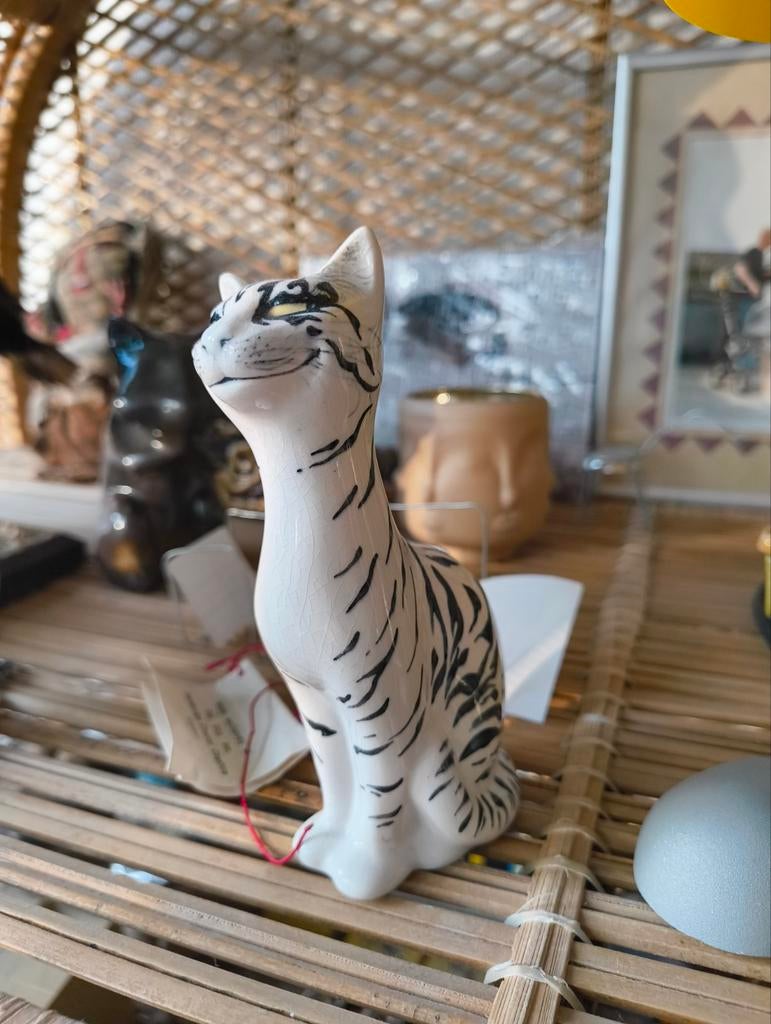 Vintage Christina Gray aardewerk Cheshire Black & witte kat, Ophalen of Verzenden, Zo goed als nieuw, Dier