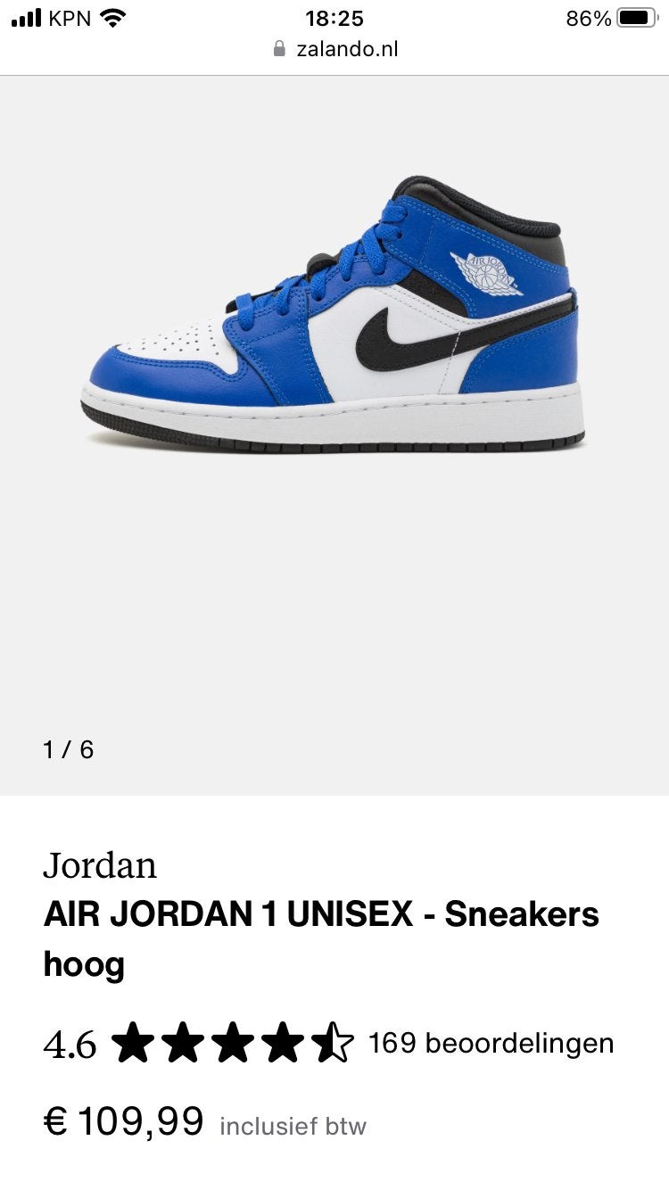 Air Jordan 1 Mid Royal Blue - Maat 42, Kleding | Heren, Schoenen, Ophalen of Verzenden, Zo goed als nieuw, Blauw, Sneakers of Gympen